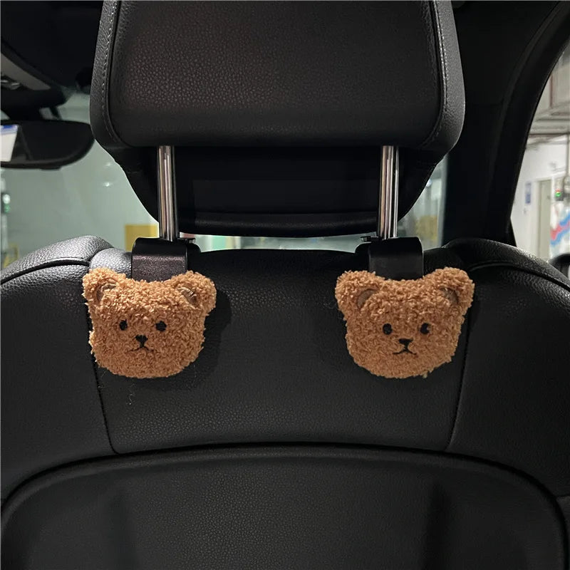 Kawaii Bear Car Seat Back Hooks π»β¨ - 2PCS Adorable Organizer Hangers for Bags & Accessories! ππ