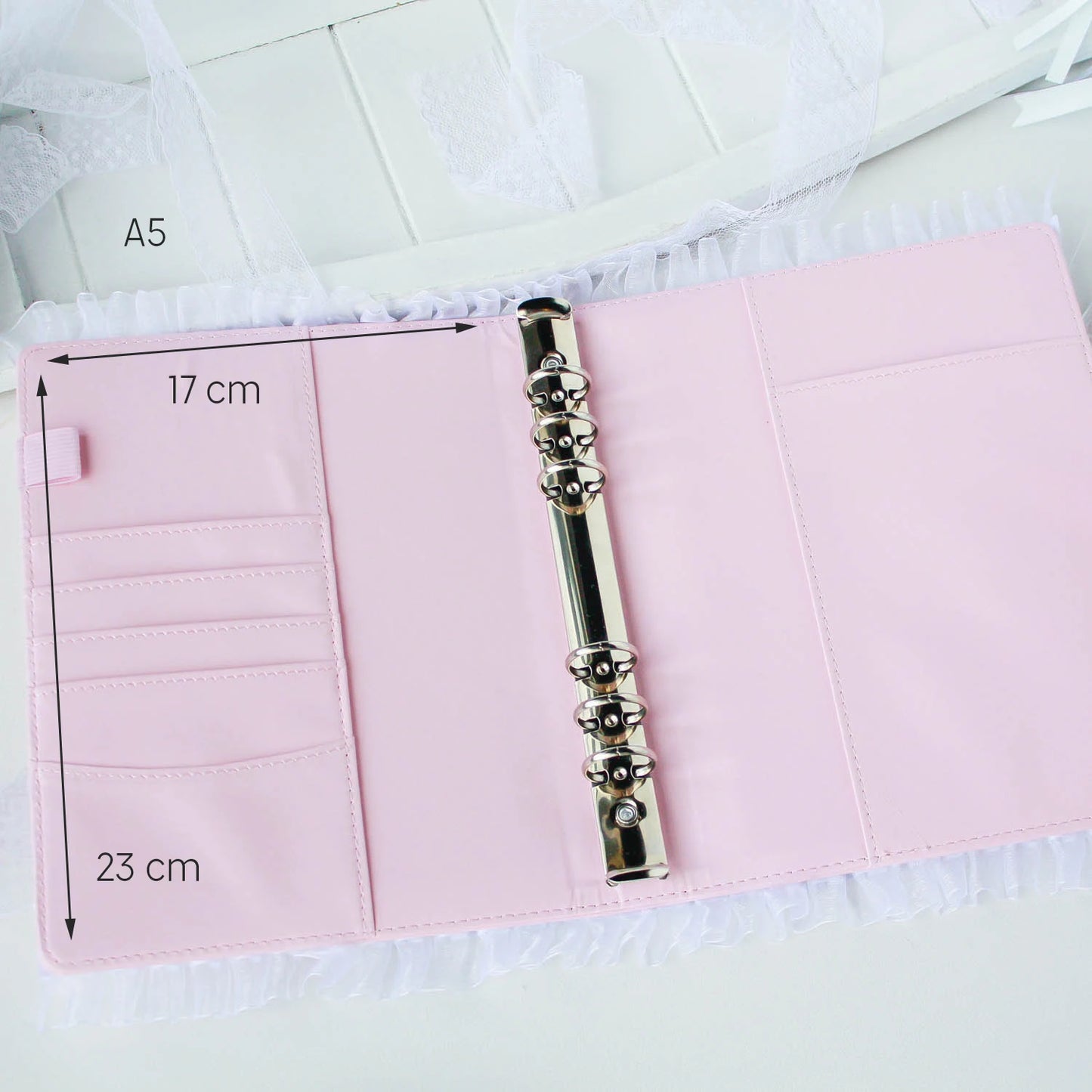 Pink A5 Binder With Lace Decor π Cute ID Card Holder π School Stationery