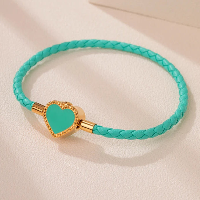 Kawaii Heart Charm Bracelet πβ¨ | Pink & Red Braided Leather for Women | Cute Wedding & Party Jewelry Gift π