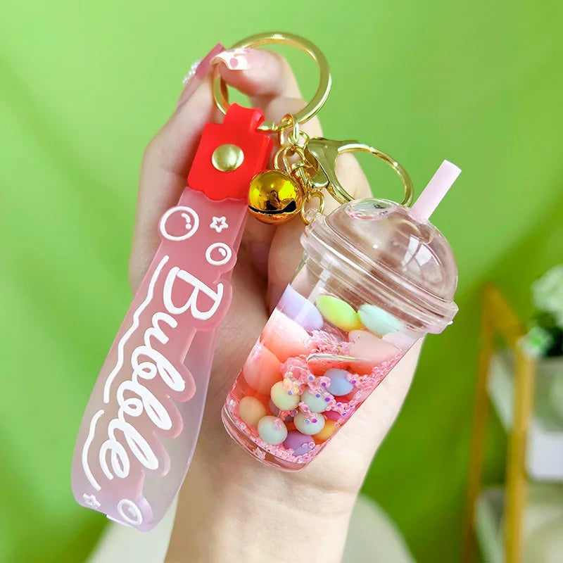 π±β¨Adorable Kitty Tea Cup Liquid Keychain ππ Floating Quicksand Joy! Perfect Pendant for Girls & Backpacks! ππ