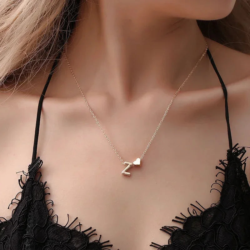 Kawaii Tiny Heart Initial Necklace 💖✨ - Dainty Gold & Silver Choker for Women 🎀 Perfect Gift!