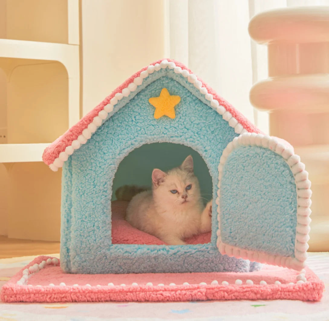Removable Enclosed Cave for Pet, Dog House, Cat Bed, Winter Dog Villa, Sleep Kennel, Warm Nest, Sofa, Pet Supply