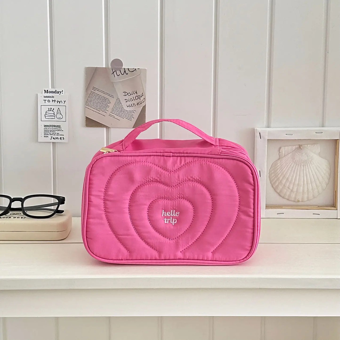 Kawaii Heart Tote Bag π | Spacious Makeup Organizer for Daily Essentials β¨ | Adorable Travel Toiletry Case πΈ