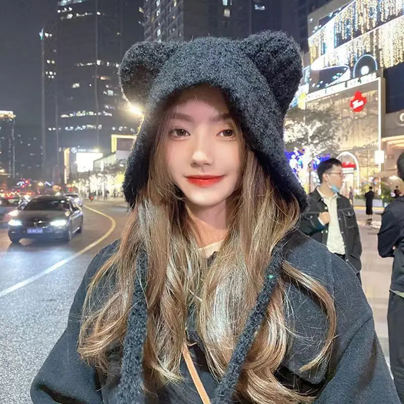Kawaii Bear Earmuff Hat π»βοΈ | Adorable Knit Winter Beanie for Women | Cozy & Stylish Cold Weather Headgear