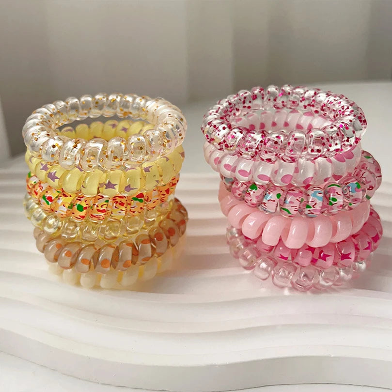 πβ¨ Adorable Spiral Hair Coils - 6pc Colorful Jelly Hair Ties for Trendy Tails! πΈπ
