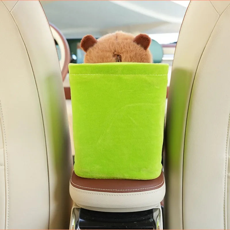 Kawaii Capybara Plush Car Tissue Box & Trash Bin π¦β¨ Cute Storage for Keys, Phones & Umbrellas ππ