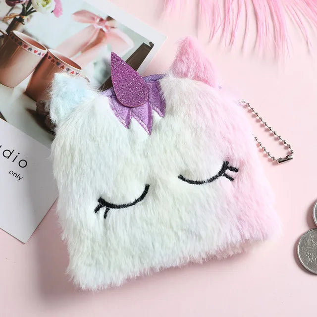 Kawaii Unicorn Plush Crossbody Purse 🦄✨ Fluffy Rainbow Handbag for Little Girls 🌈💖 Cute Cartoon Furry Shoulder Bag