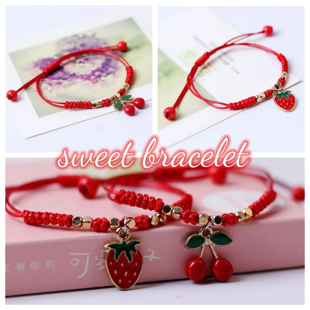 Kawaii Strawberry & Cherry Friendship Bracelets 🍓🍒✨