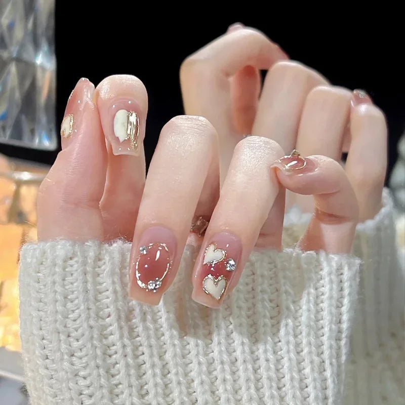 Kawaii 24pcs Pink Butterfly Press-On Nails π¦π | Jelly Gel False Nail Tips for Lovely Girls πΈβ¨ with Easy Application Tools