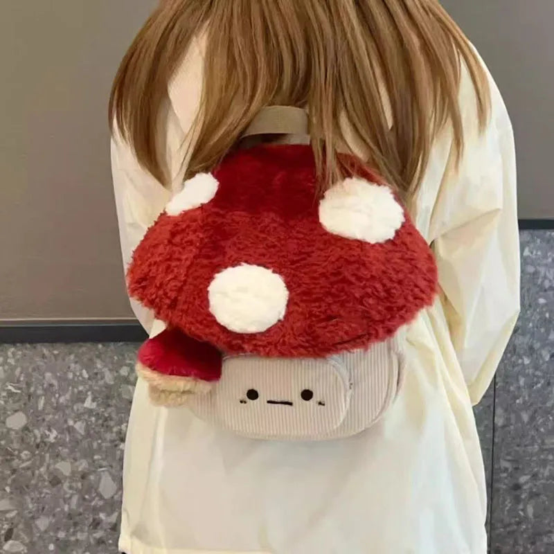 Mushroom Cartoon Backpack Women Plush Anime Bag Cute Gift πππ§Έ