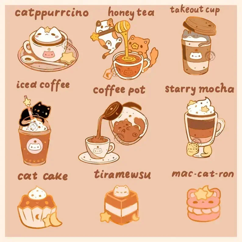 โจ Kawaii Celestial Cat Cafe Enamel Pin ๐ - Whimsical Accessory for Playful Styles! ๐พ