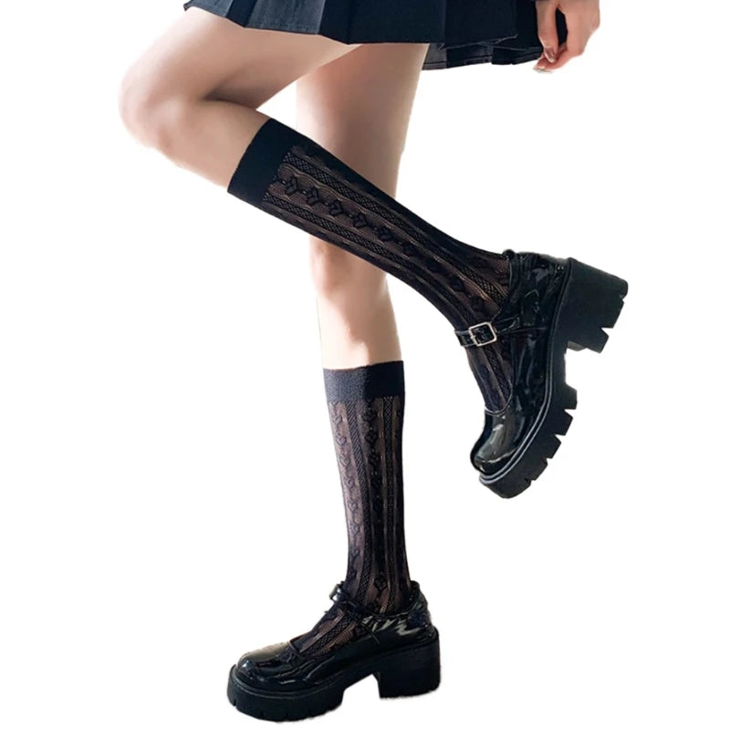 Sweetheart Striped Thigh High Fishnet Socks ππ - Ruffled Lace Over Knee Stockings for Cute Fashionistas! πβ¨ - Pixie Quill
