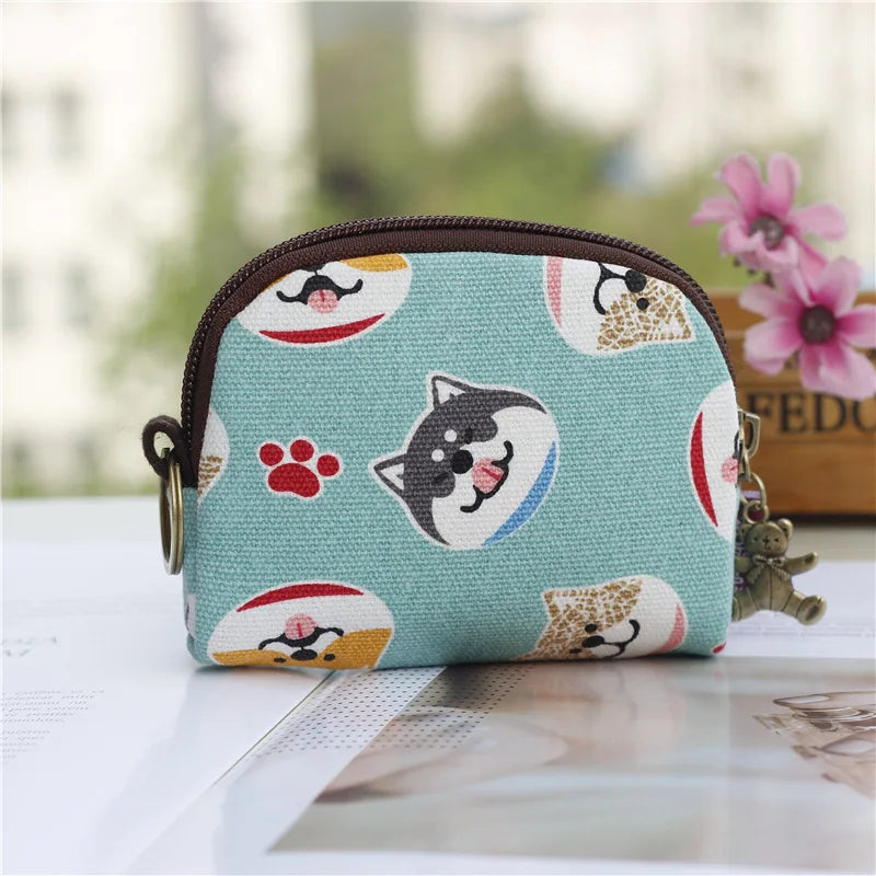 Kawaii Canvas Cartoon Keychain Wallet πβ¨ | Adorable Mini Card & Coin Purse for Kids & Ladies ππ