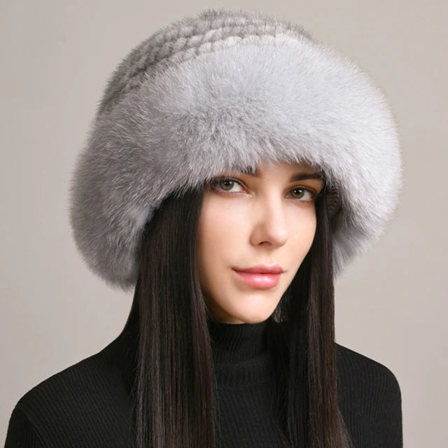 Kawaii Handmade Knitted Mink & Fox Fur Beanie πβ¨ | Luxury Winter Hat for Stylish Women π§£βοΈ