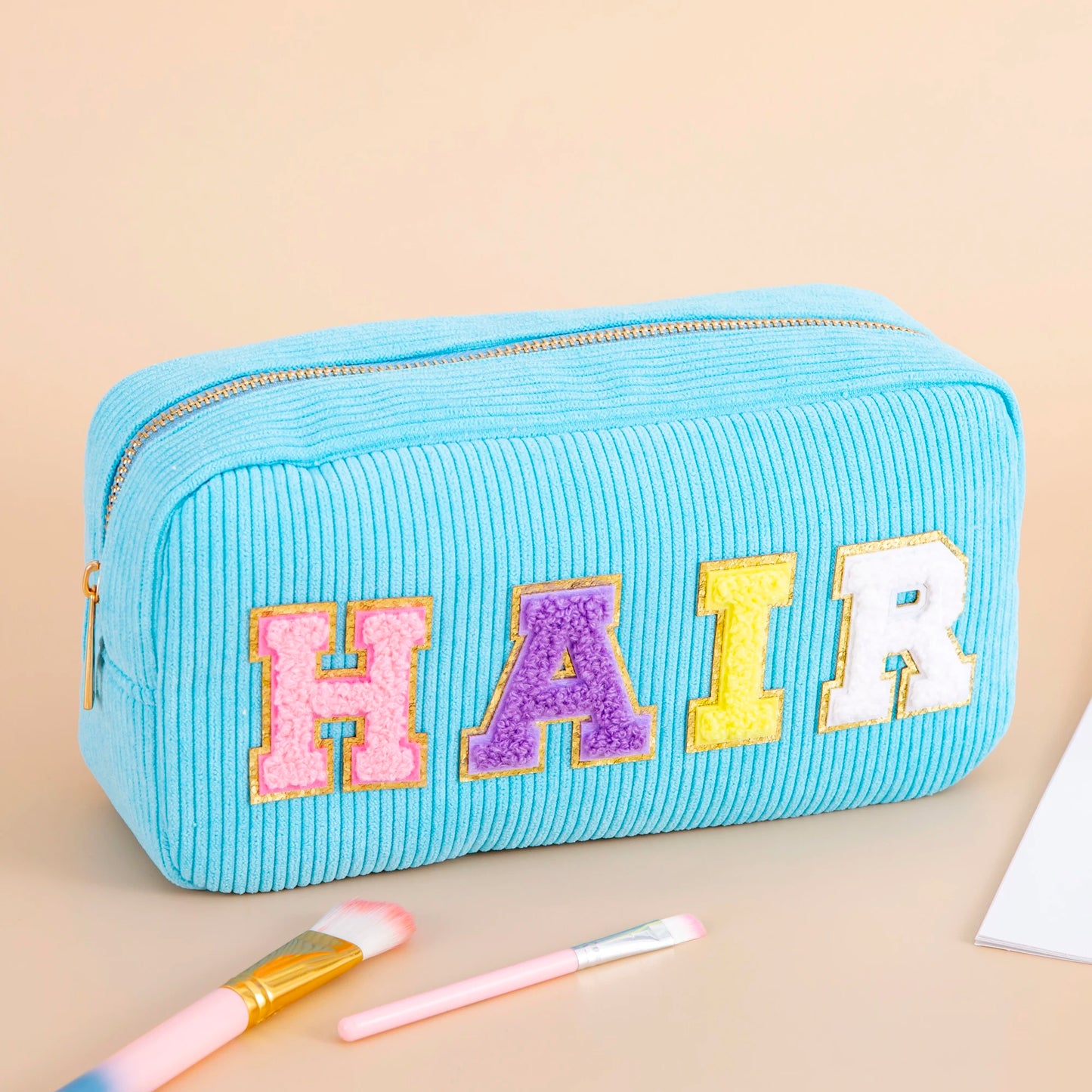 Kawaii Purple Chenille Letter Cosmetic Pouch β¨π Cute Makeup Organizer for Teens & Women πΈ Travel Essential