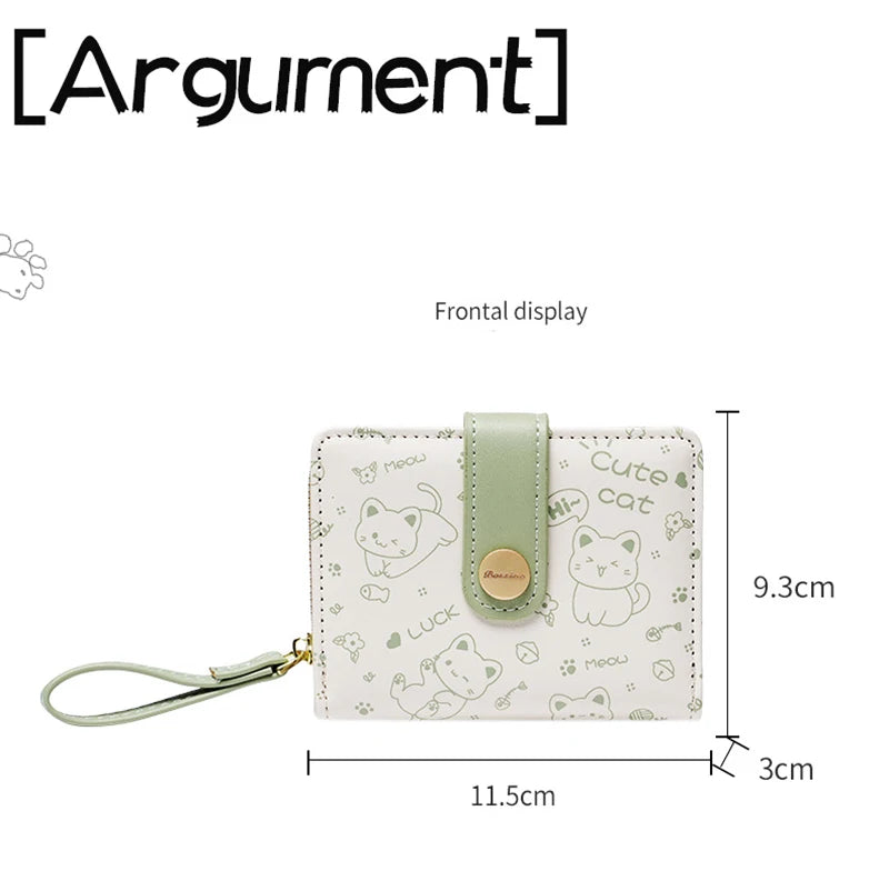 Kawaii Cat Girls Zipper Wallet πΎπ | Cute Short Purse for Students - Adorable Card Holder & Money Bag!