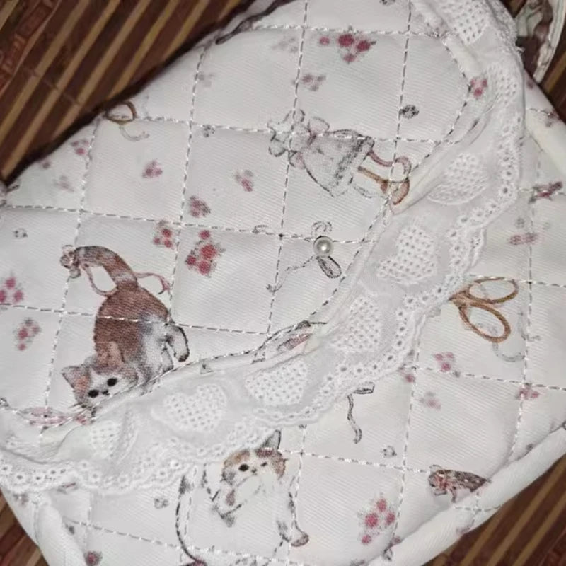 Cute Cat & Flower Delight πΈπ± Charming Crossbody Bag for Trendy Ladies! β¨