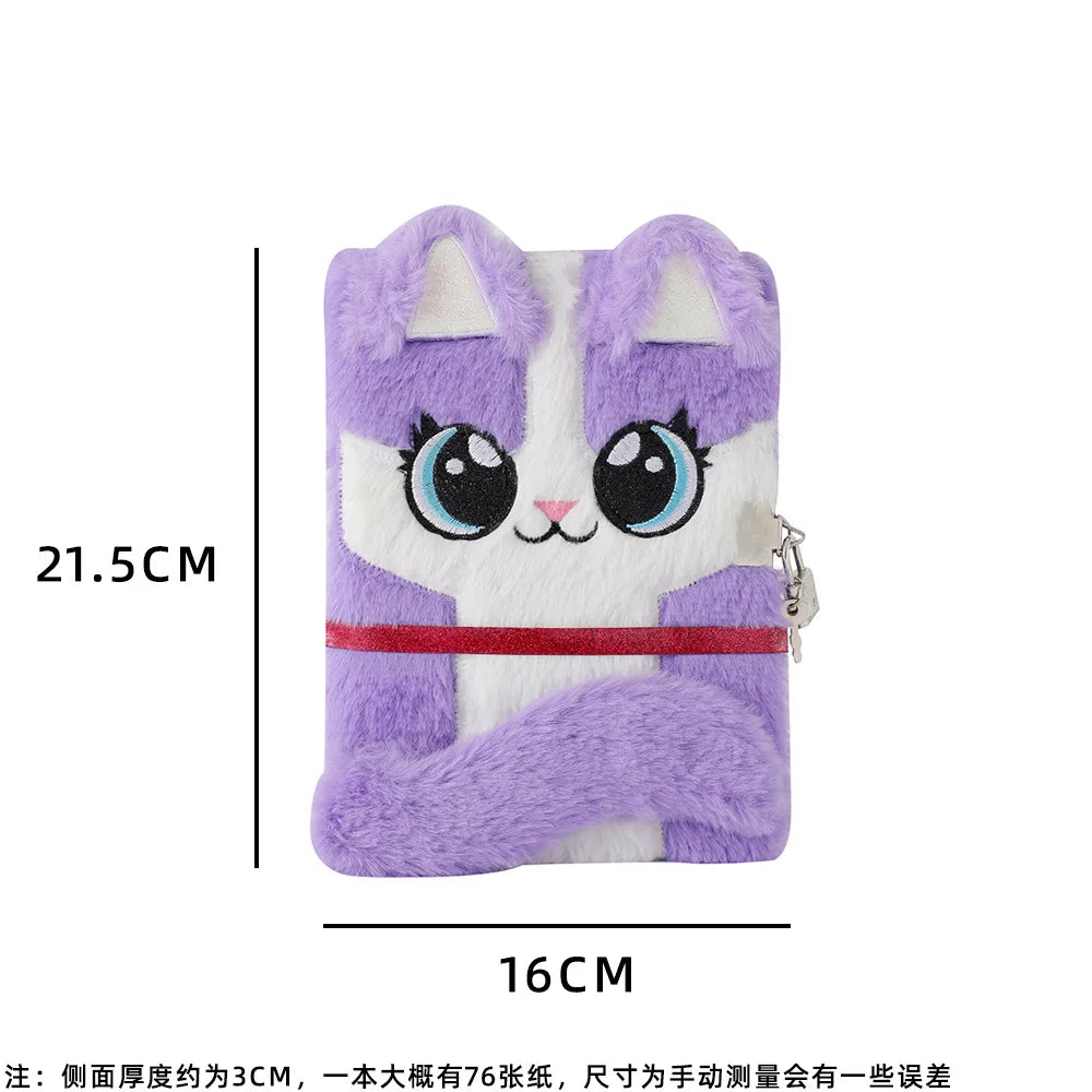 Kawaii Cat Plush Notebook πΎβ¨ | Cute A5 Lock Diary with Adorable Cat Ears π±π | Perfect School Stationery!