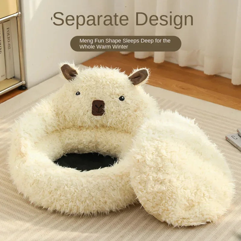 ⨠Cozy Alpaca Dream Bed for Cats š¾ - Winter Warmth & Deep Sleep Delight! š¤