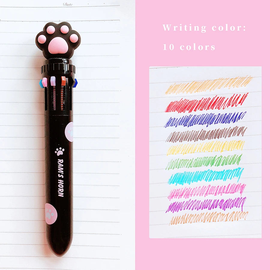 Kawaii Cat Paw Silicone Ballpoint Pen 🎀 | 10 Colorful Chunky Writing Tools for School & Office 🐾✨