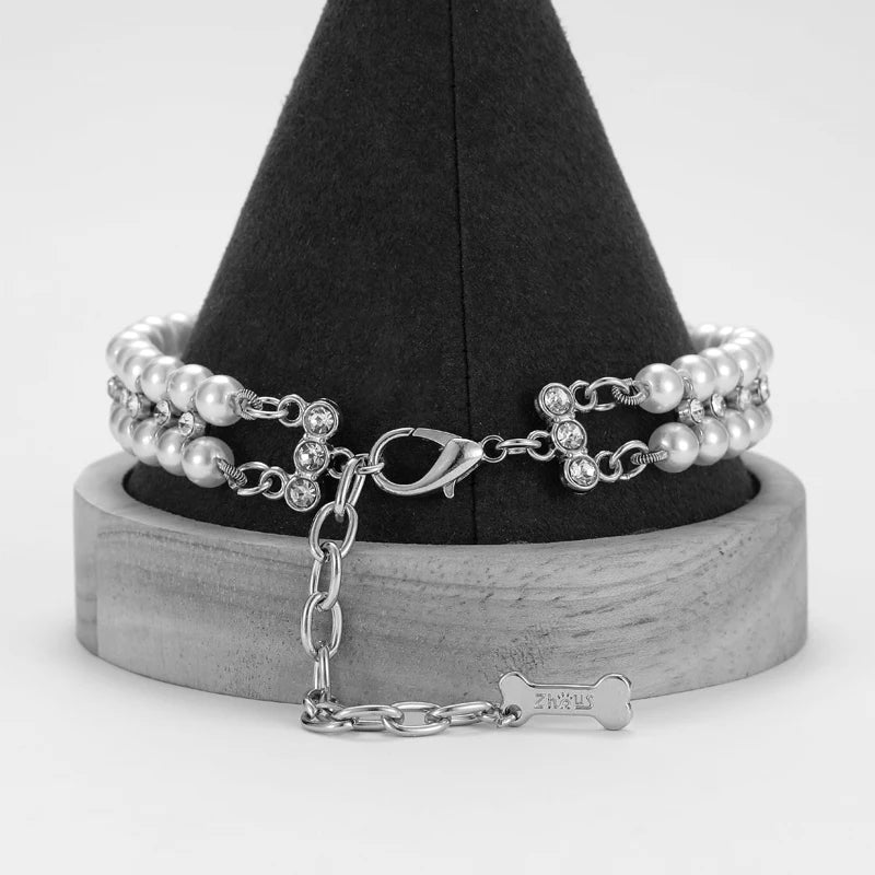 💖 Sparkling Pearl & Rhinestone Collar for Purr-fect Pets 🐾✨