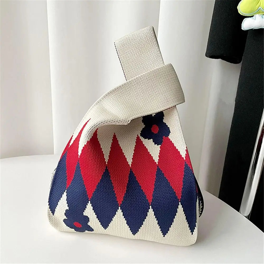 Kawaii Floral Knit Handbag πΈβ¨ | Cute Womenβs Casual Tote & Wrist Bag | Reusable Shopping Companion ππ