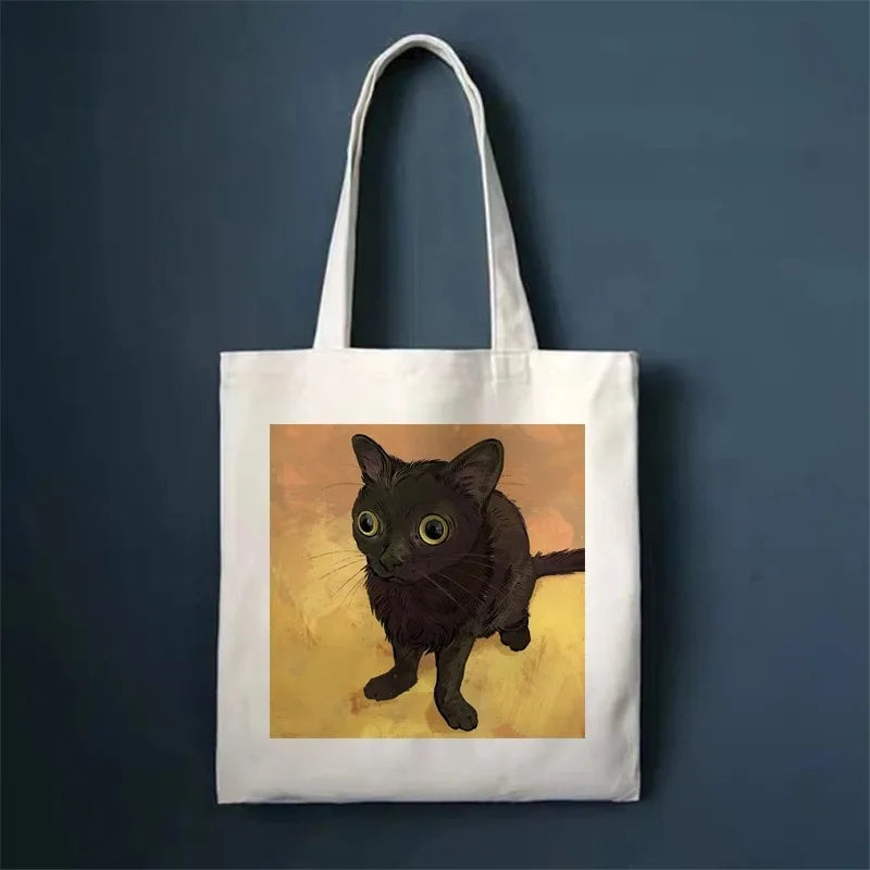 πΎ Whimsical Cat Canvas Tote π - Cute & Eco-Friendly Shopping Bag for Trendy Girls ποΈβ¨ - Pixie Quill