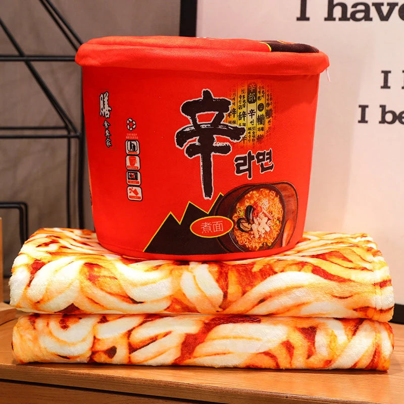 Kawaii Instant Noodle Plush Blanket πβ¨ - Adorable Ramen Pillow & Storage Bucket for Cozy Naps! ππ