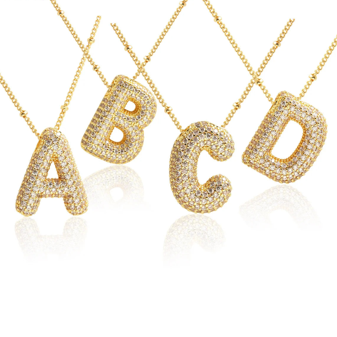 Kawaii Gold Plated Balloon Letter Necklace πβ¨ | Chunky Initial Pendant Jewelry for Trendy Women π©βπ€π