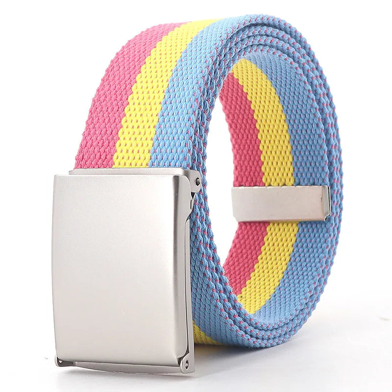 Kawaii Rainbow Striped Tactical Belt πβ¨ Unisex Slim Fashion Accessory for Casual Vibes! πΎπ¦
