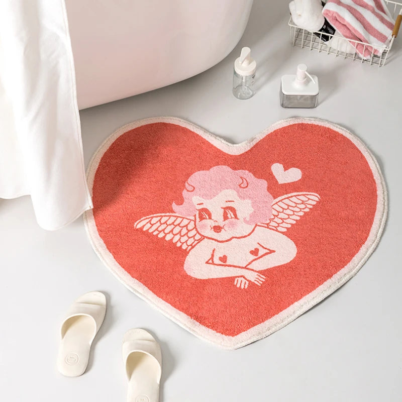 Kawaii Pink Love Round Rug πΈβ¨ Cute Girl's Room Carpet & Play Mat π Polyester Decor for Living & Bathroom