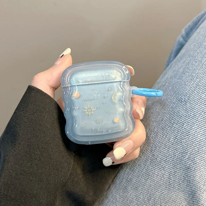 โจ Cute Cartoon Star & Moon AirPods Pro 2nd Case ๐๐ Adorable Soft TPU Cover with Keyring for All Models ๐งโจ - Pixie Quill