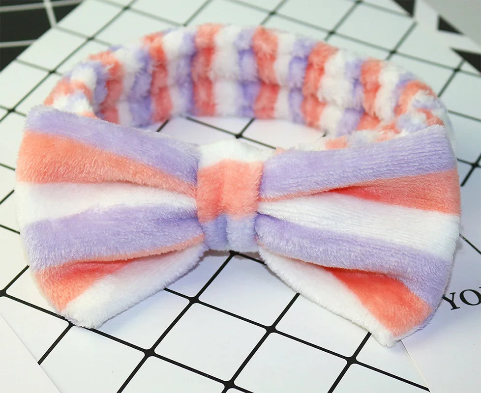 Women Wash Face Makeup Soft Coral Fleece Elastic Headband Head Wrap Cute Rabbit Bow Animal Ears Hairband Girl Hair Accessories
