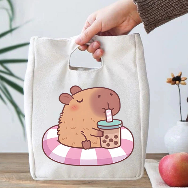 ππ Adorable Capybara Boba Tea Lunch Bag π¦β¨ Portable & Fun Bento Tote for Kids! π±π - Pixie Quill