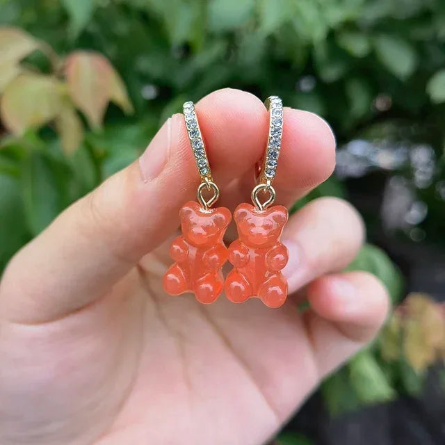 π Sweet Rainbow Bear Dangle Earrings π¬β¨ Cute Acrylic Drop Jewelry for Trendy Girls! π»π