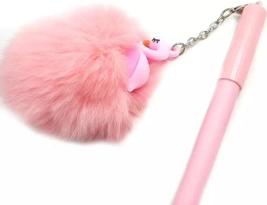 Kawaii Pink Flamingo Gel Pen πΈβ¨ - Adorable Plush Swan Design for School & Cute Gifts πποΈ