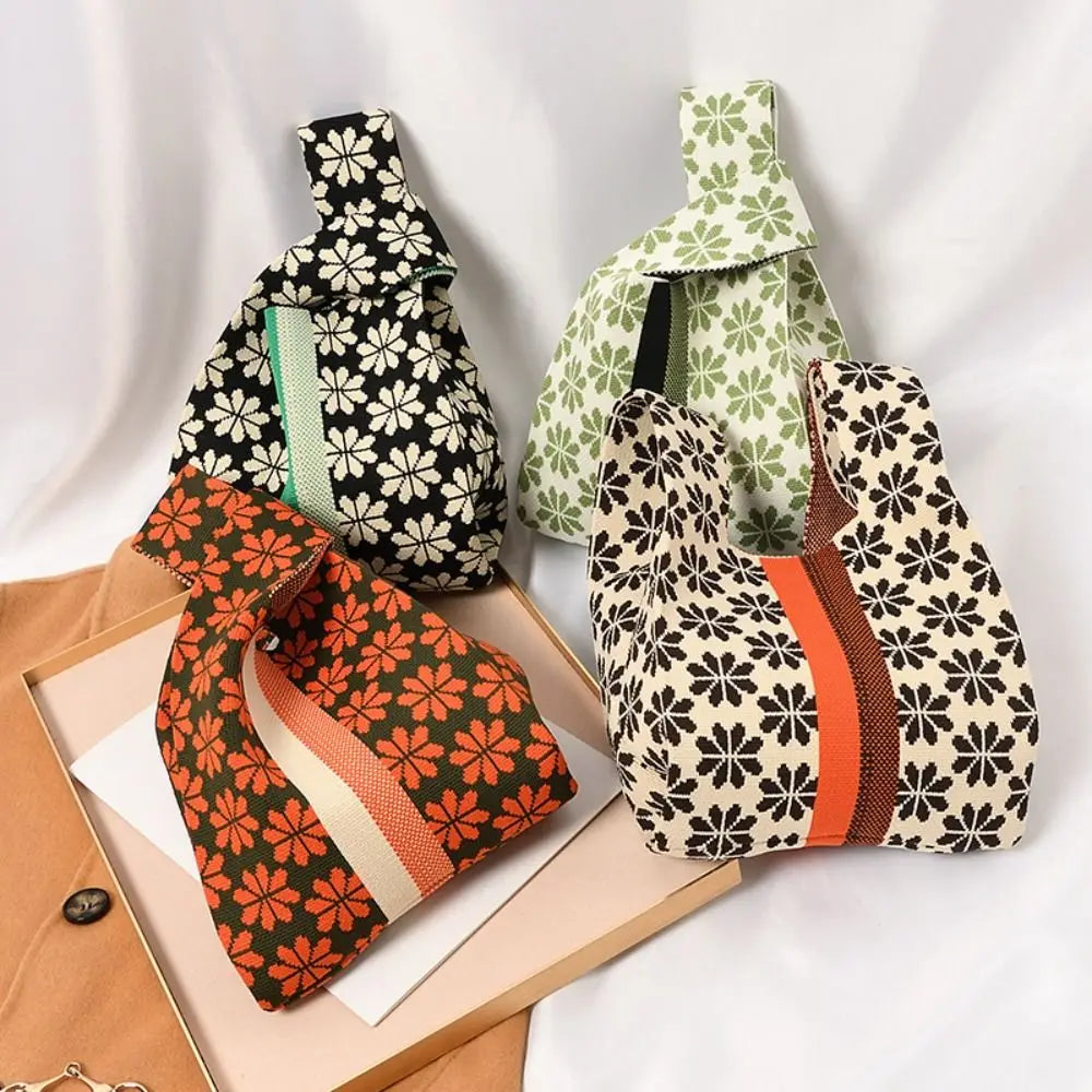 Kawaii Floral Knit Wrist Bag πΈβ¨ | Adorable Mini Tote for Chic Students & Casual Outings ππ