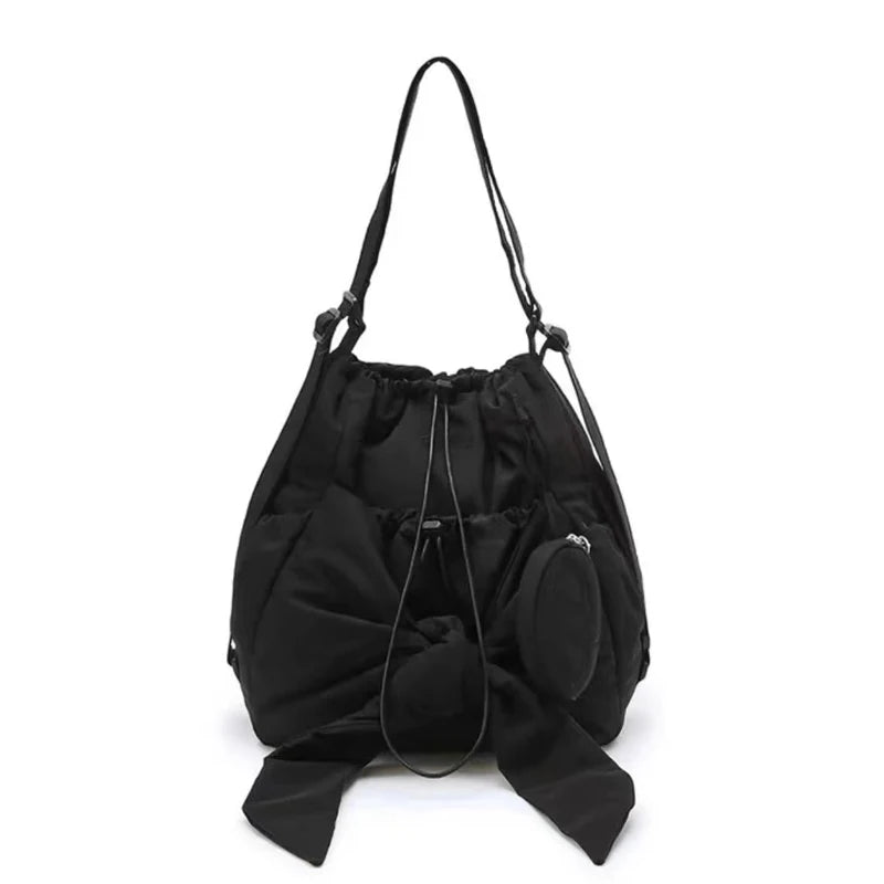 Kawaii Bow Drawstring Backpack π | Spacious Cotton Tote for Moms & Adventures π