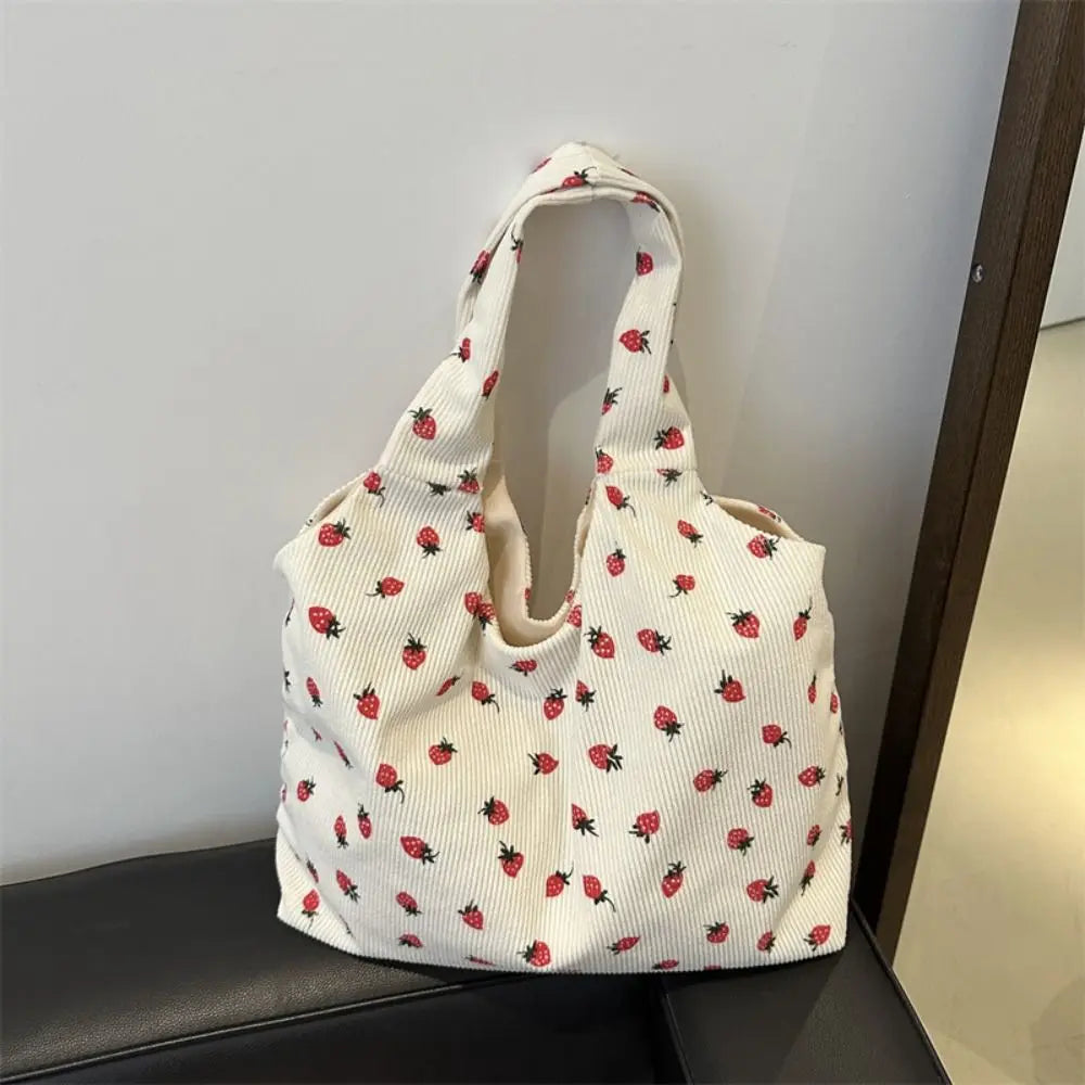 Strawberry Dream Tote πβ¨ - Adorable Square Corduroy Bag for Stylish Girls! πΈπ - Pixie Quill