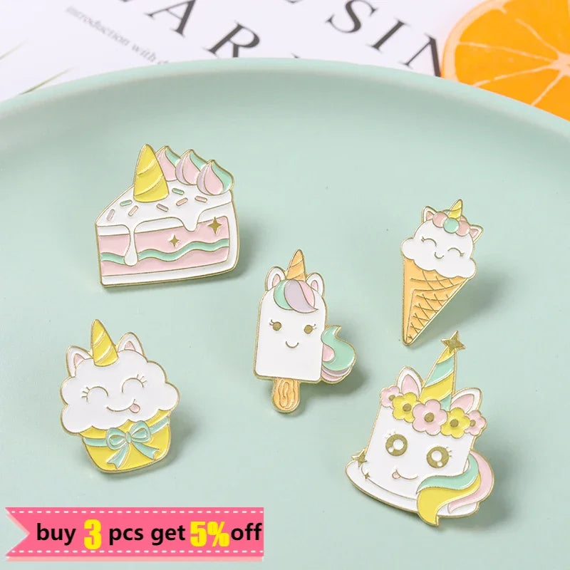Kawaii Rainbow Dessert Enamel Pin π°π¦ Cute Cake & Ice Cream Brooches for Bags & Clothes πβ¨ Perfect Gift for Friends & Kids!