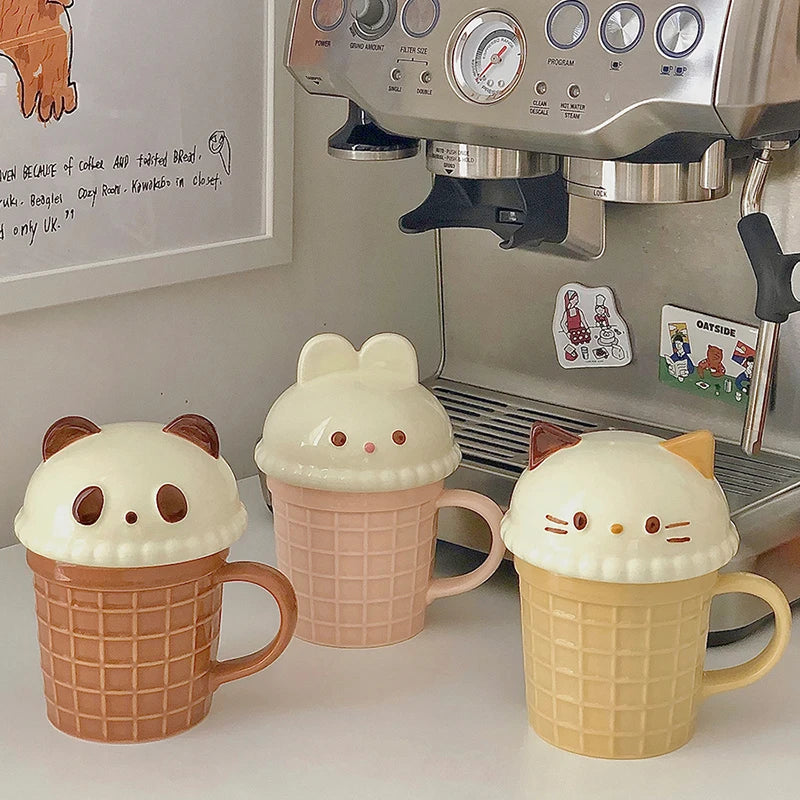 Kawaii Animal Mug π Adorable Cat, Bunny & Bear Ceramic Cup πΎ Perfect for Tea & Coffee Lovers π 350ml Delight!