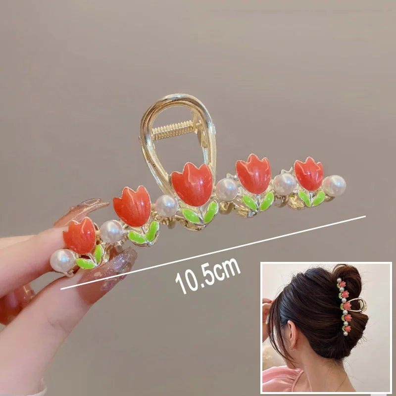 πΈβ¨ Sweet Floral Durian Hair Claw Clip - Adorable Ponytail Grabber for Trendy Girls! πΌπ