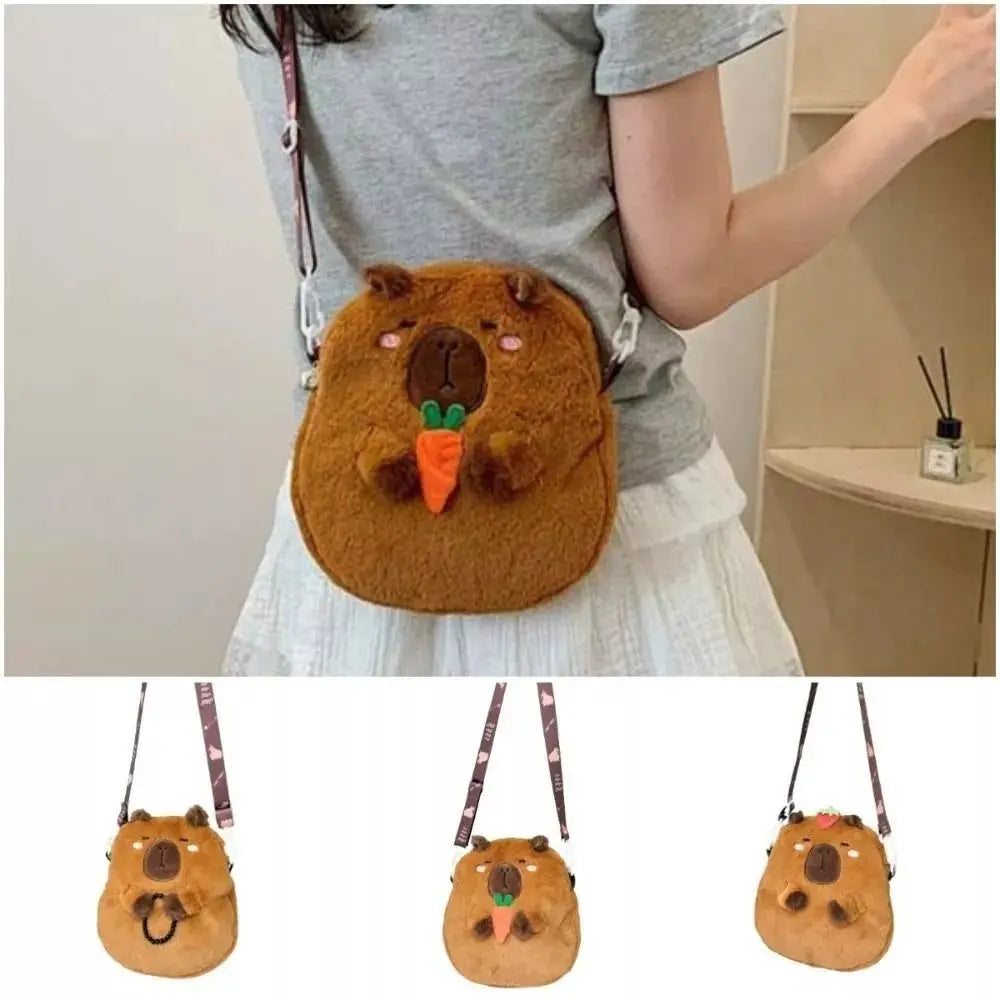 Kawaii Capybara Plush Crossbody Bag πΎβ¨ - Adorable School & Casual Shoulder Bag for Youth! ππ