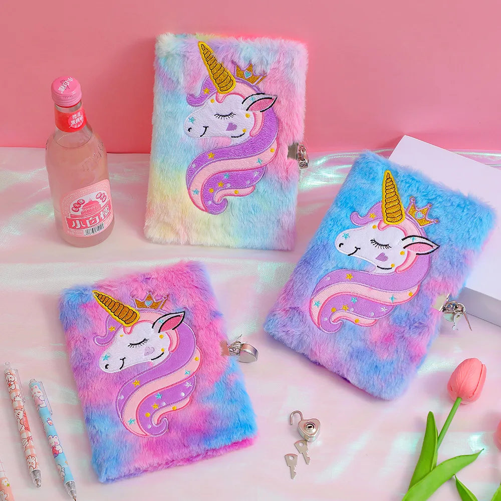 Kawaii Unicorn Plush Lockable Diary β¨π - Magical Notebook for Kids! π¦π