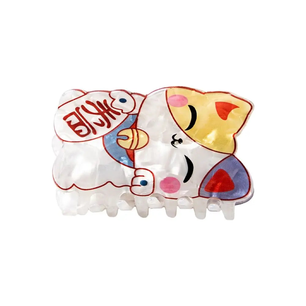 Kawaii Cat Magic β¨ Large Acetate Hair Claw Clip π±π Lucky Shark Clip for Stylish Ponytails!