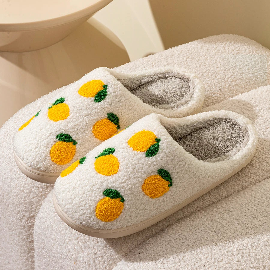 Kawaii Lemon Slice Indoor Slippers πβ¨ - Cozy & Cute Winter Footwear for Women ππ₯Ώ
