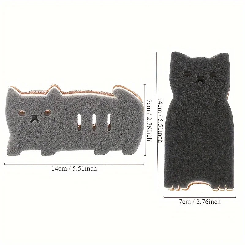 Adorable Kawaii Cat Sponge Set π±β¨ - 4-Piece Dishwashing & Cleaning Delight!