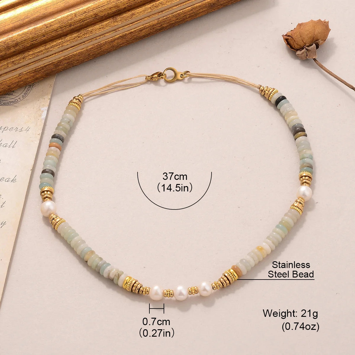 Kawaii Colorful Stone Beads Necklace πβ¨ Perfect Gift for Girls & Women π Acero Inoxidable