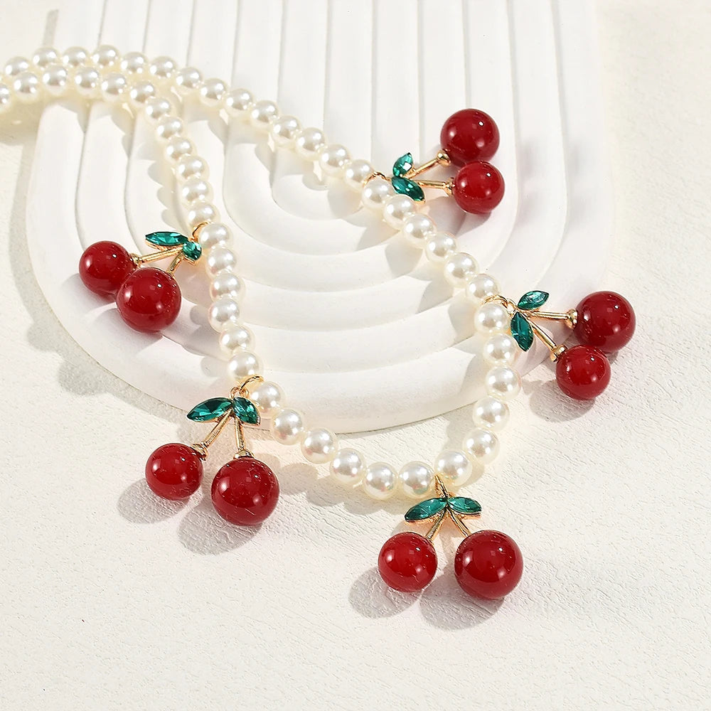 Kawaii Cherry Blossom Choker πΈπ - Adorable Vintage Pearl Pendant Necklace for Trendy Girls & Women πβ¨
