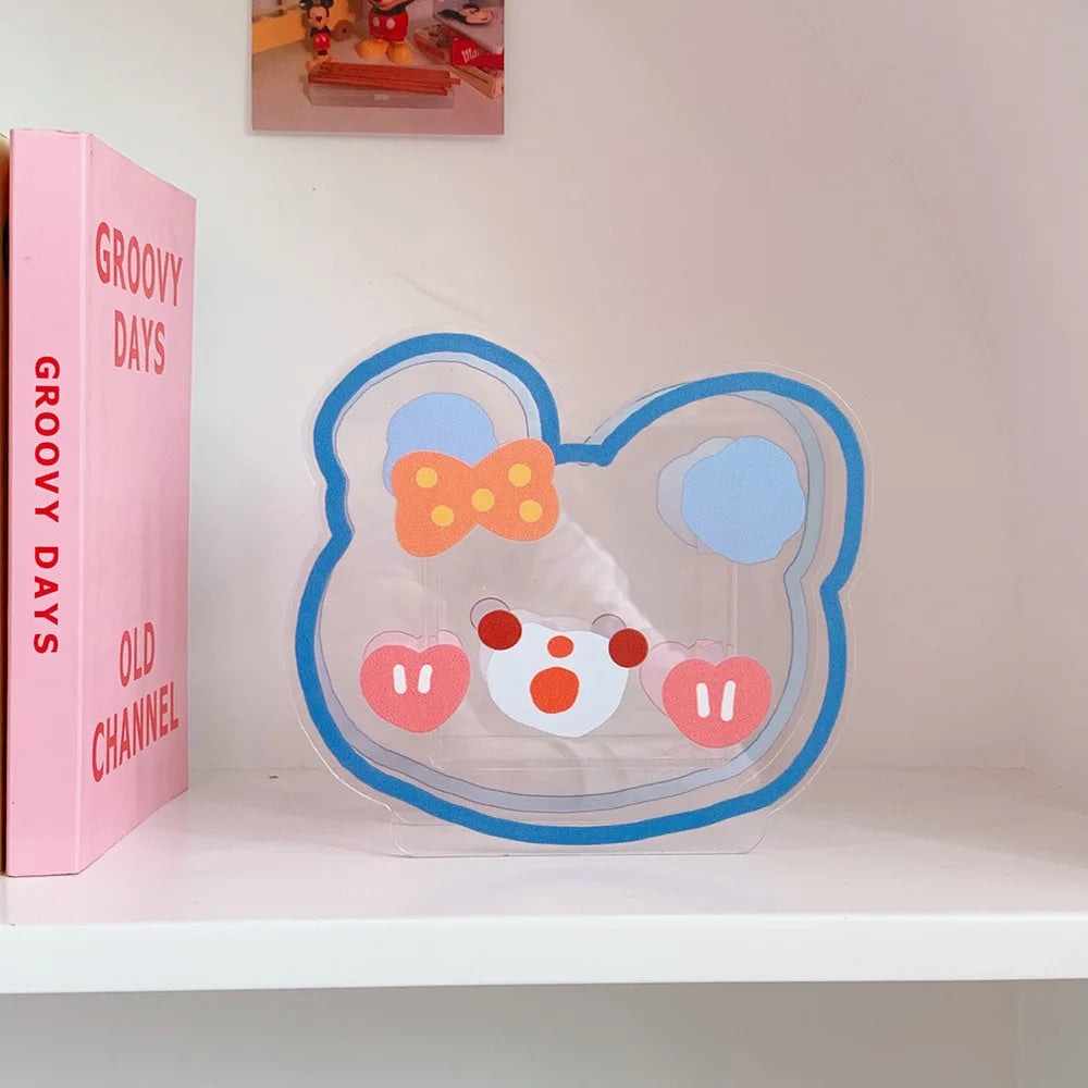 Acrylic Bear & Bunny Pen Holder π»π° - Cute Desktop Organizer for Makeup & Stationery β¨
